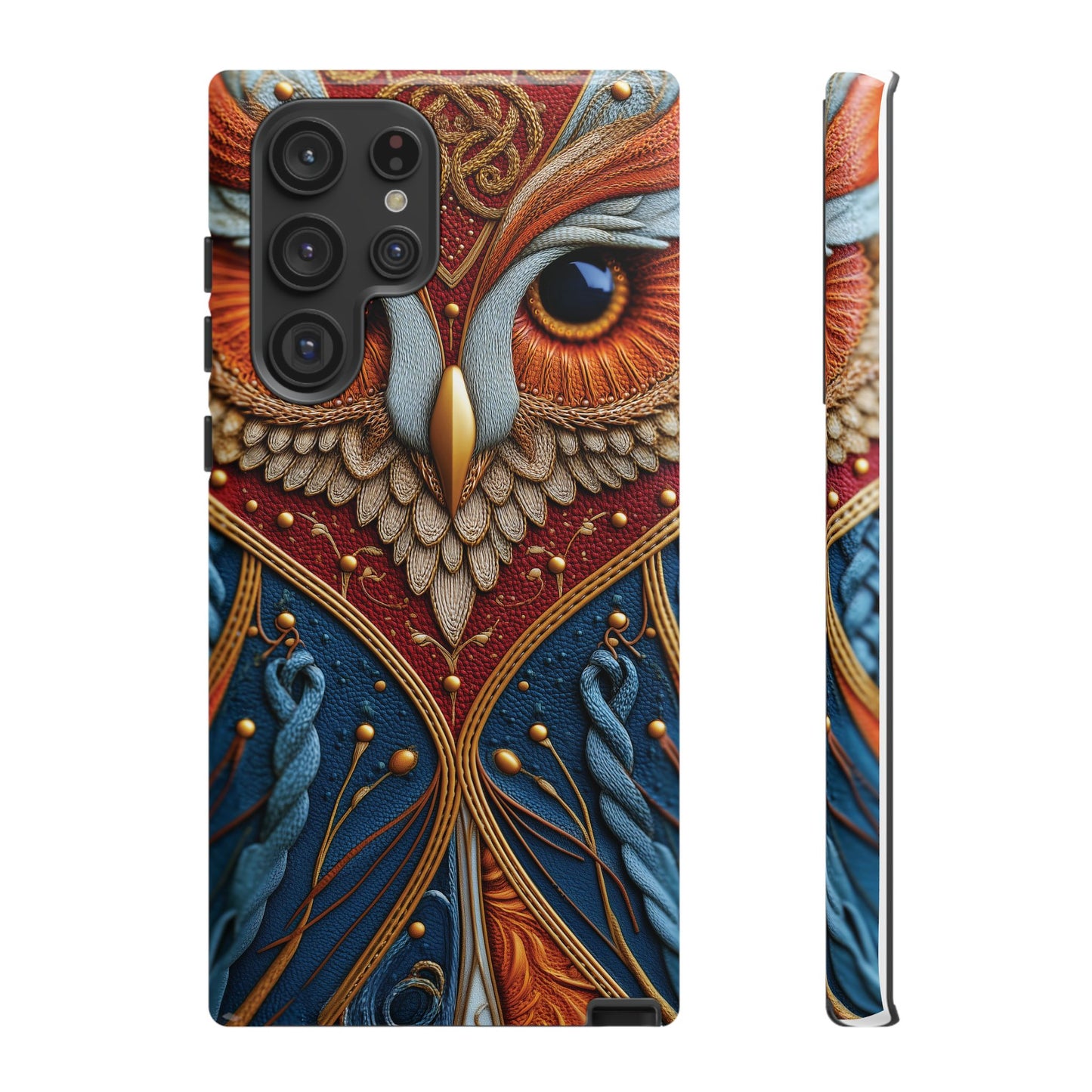 Hibou Royal : Art Textile Brodé et Cuir