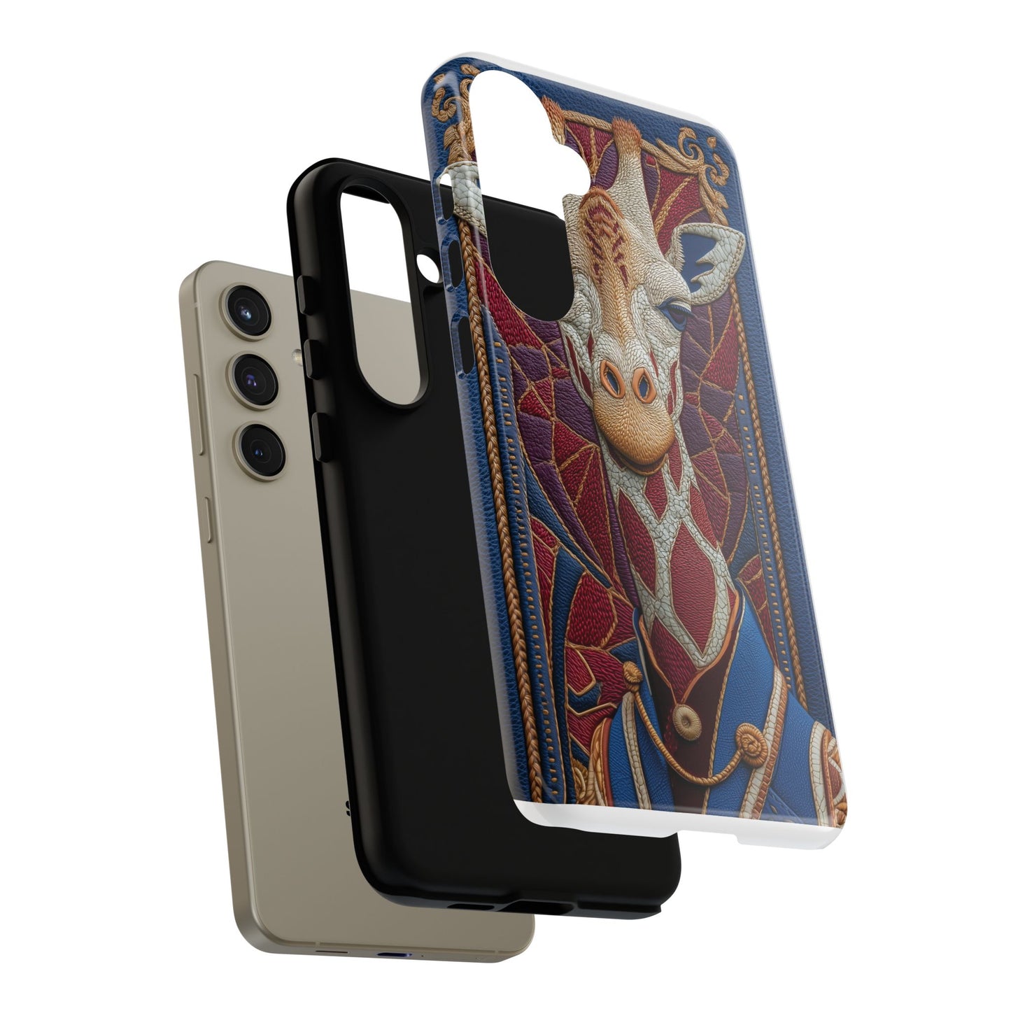 Girafe Aristocrate : Mosaïque de Cuir et Broderie