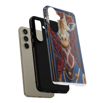 Girafe Aristocrate : Mosaïque de Cuir et Broderie