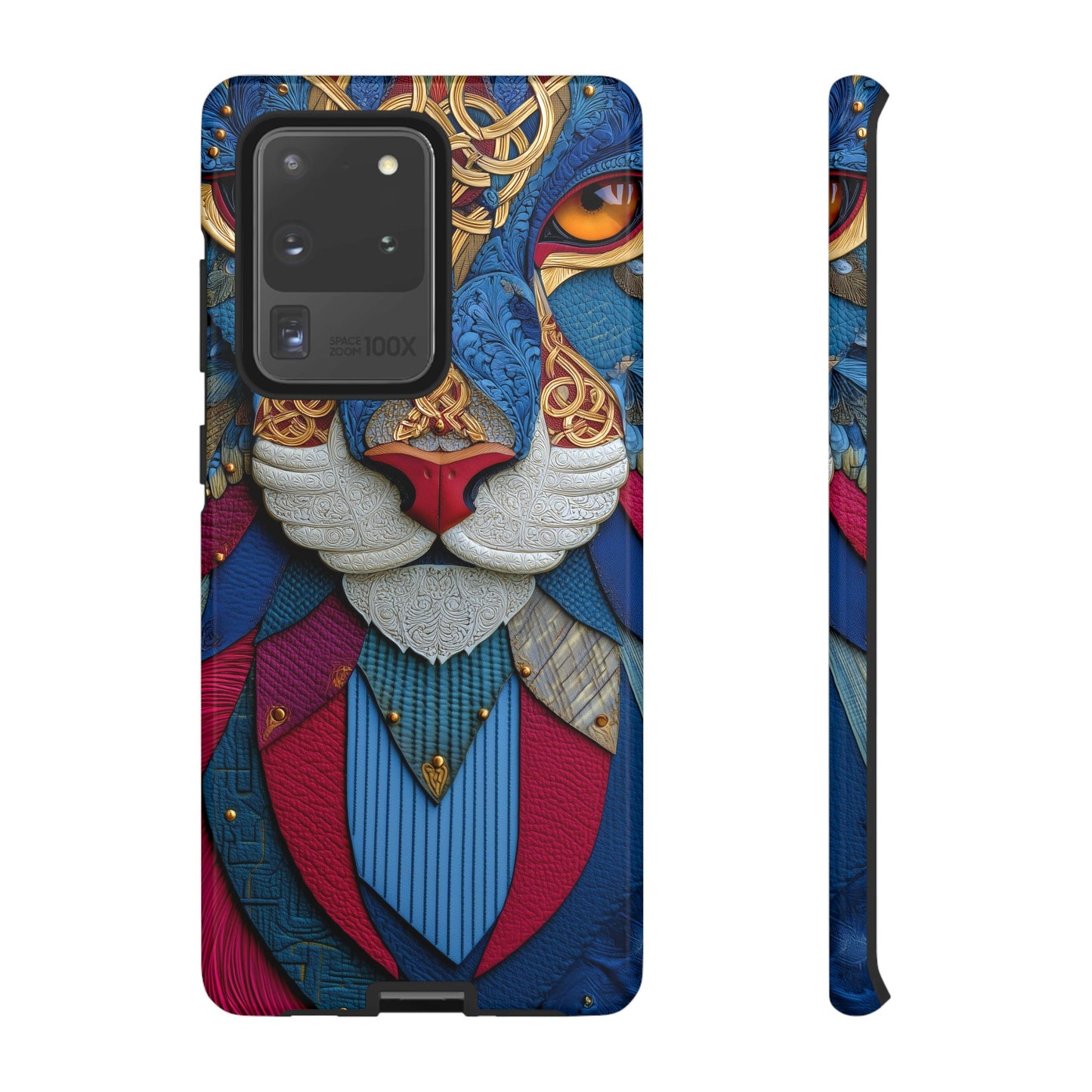 Chat Sacré : Masque Celtique en Cuir et Or