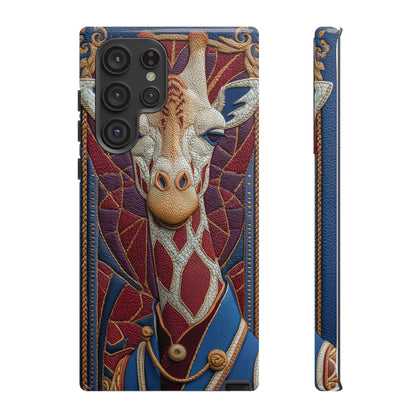 Girafe Aristocrate : Mosaïque de Cuir et Broderie