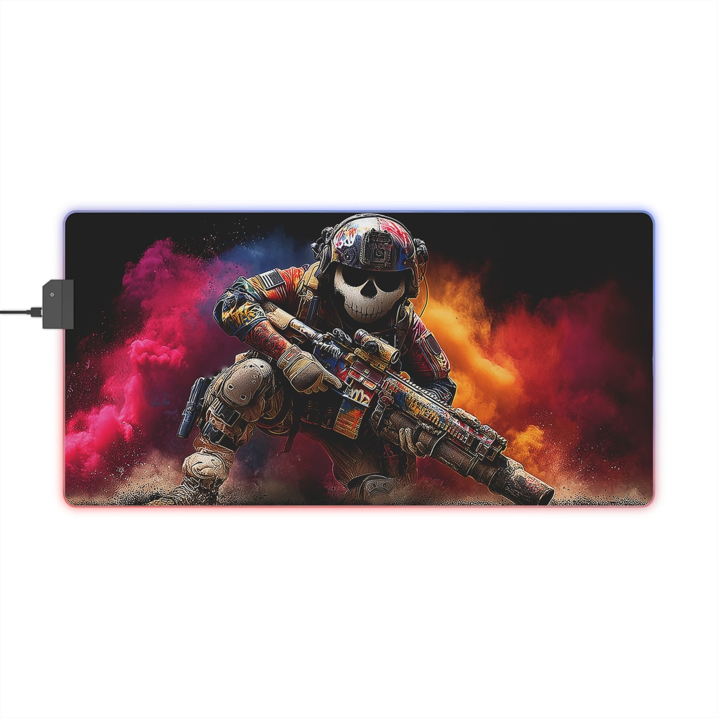 LED Tapis de Souris Gaming — Commando Squelette Opération Couleurs - Art Militaire Graffiti Cyberpunk