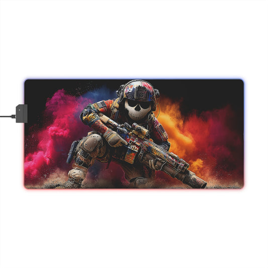 LED Tapis de Souris Gaming — Commando Squelette Opération Couleurs - Art Militaire Graffiti Cyberpunk