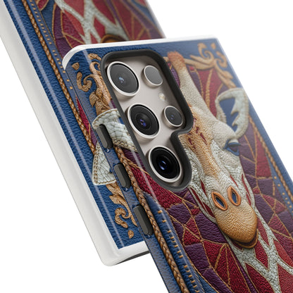 Girafe Aristocrate : Mosaïque de Cuir et Broderie