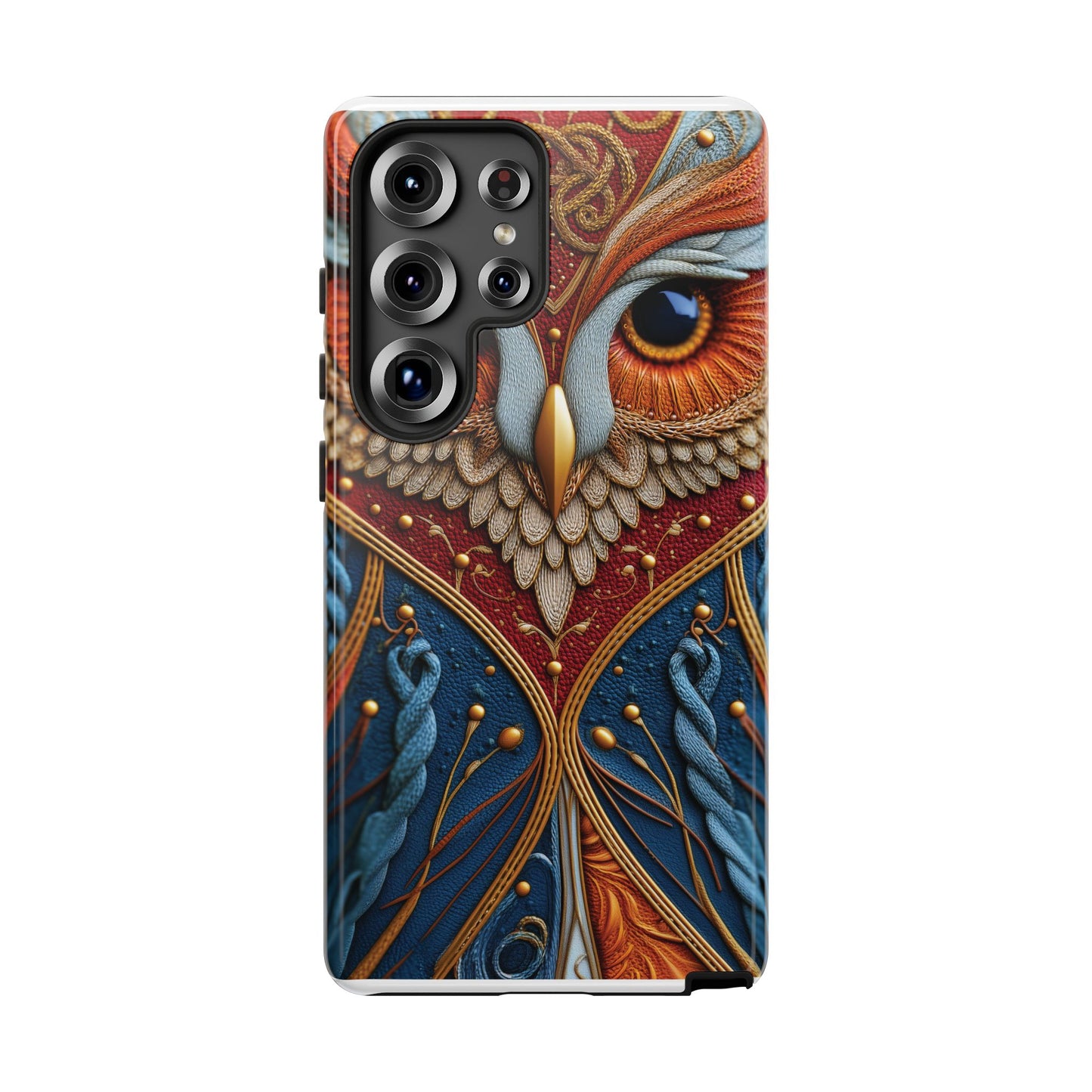 Hibou Royal : Art Textile Brodé et Cuir