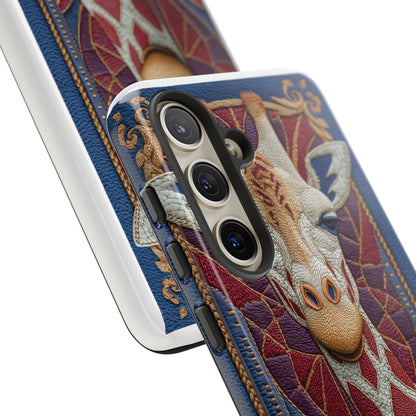 Girafe Aristocrate : Mosaïque de Cuir et Broderie