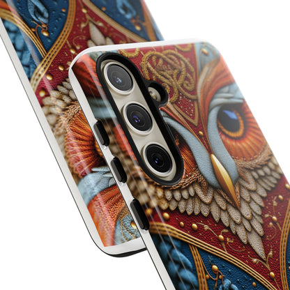 Hibou Royal : Art Textile Brodé et Cuir