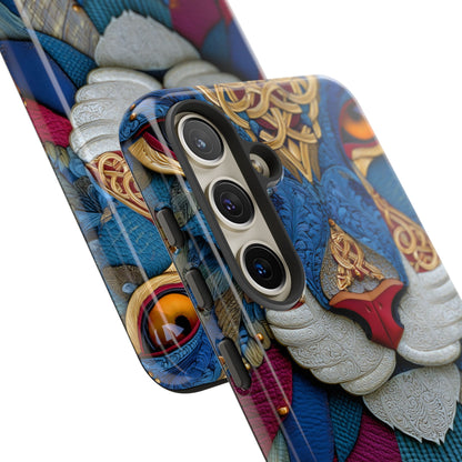 Chat Sacré : Masque Celtique en Cuir et Or