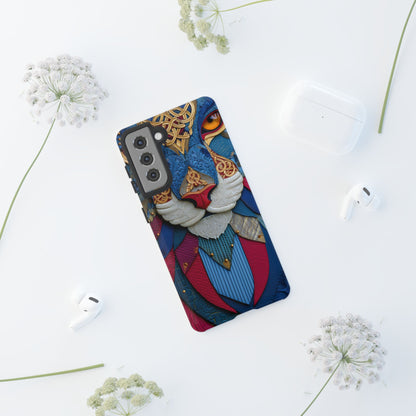 Chat Sacré : Masque Celtique en Cuir et Or