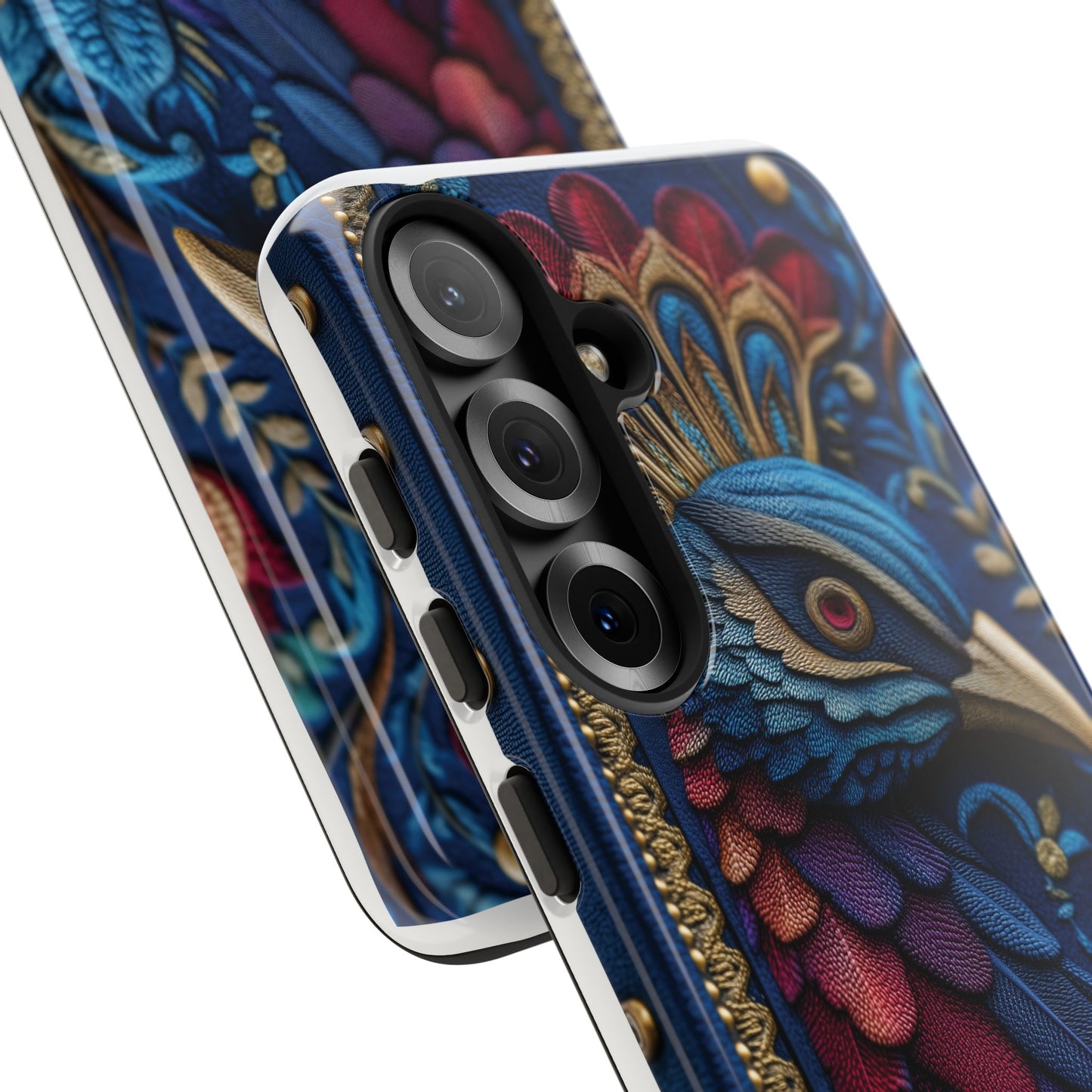 Girafe Aristocrate : Mosaïque de Cuir et Broderie