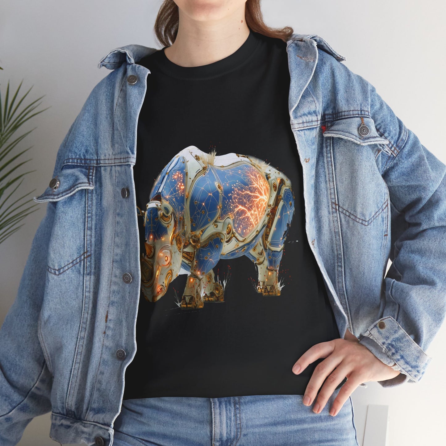 Rhinocéros Cyborg Majestueux : Art Numérique Futuriste