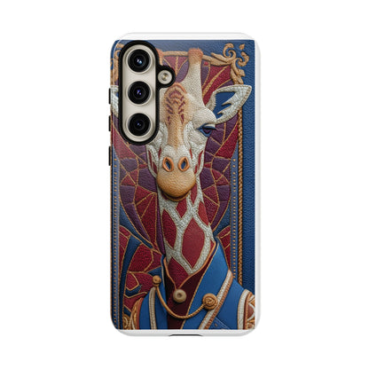 Girafe Aristocrate : Mosaïque de Cuir et Broderie