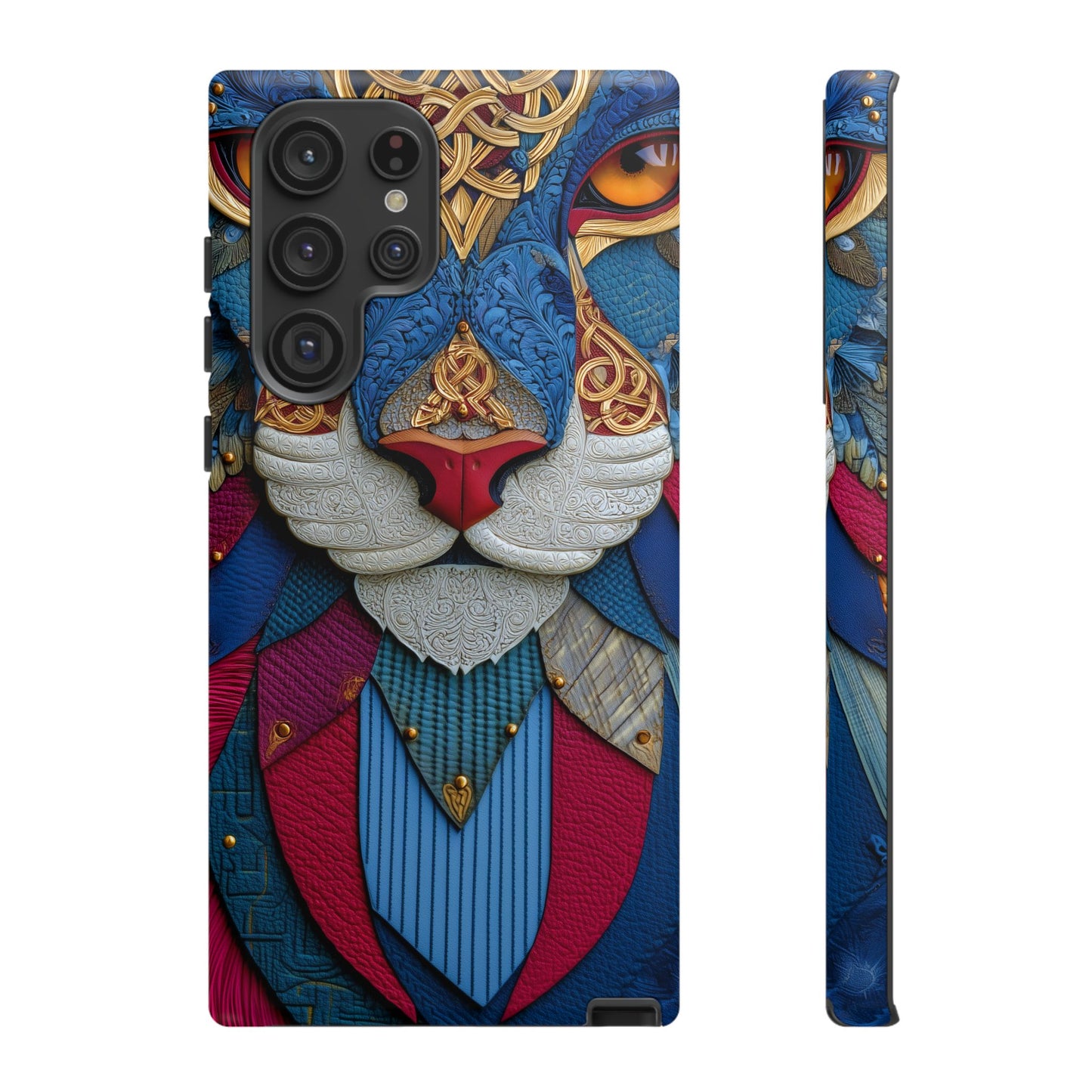 Chat Sacré : Masque Celtique en Cuir et Or