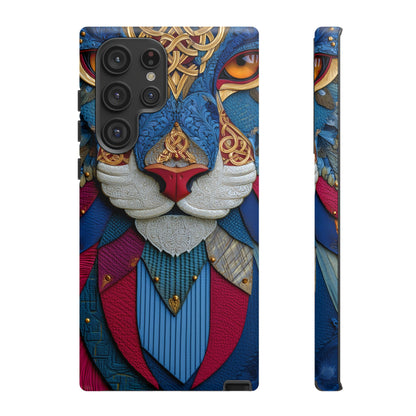 Chat Sacré : Masque Celtique en Cuir et Or