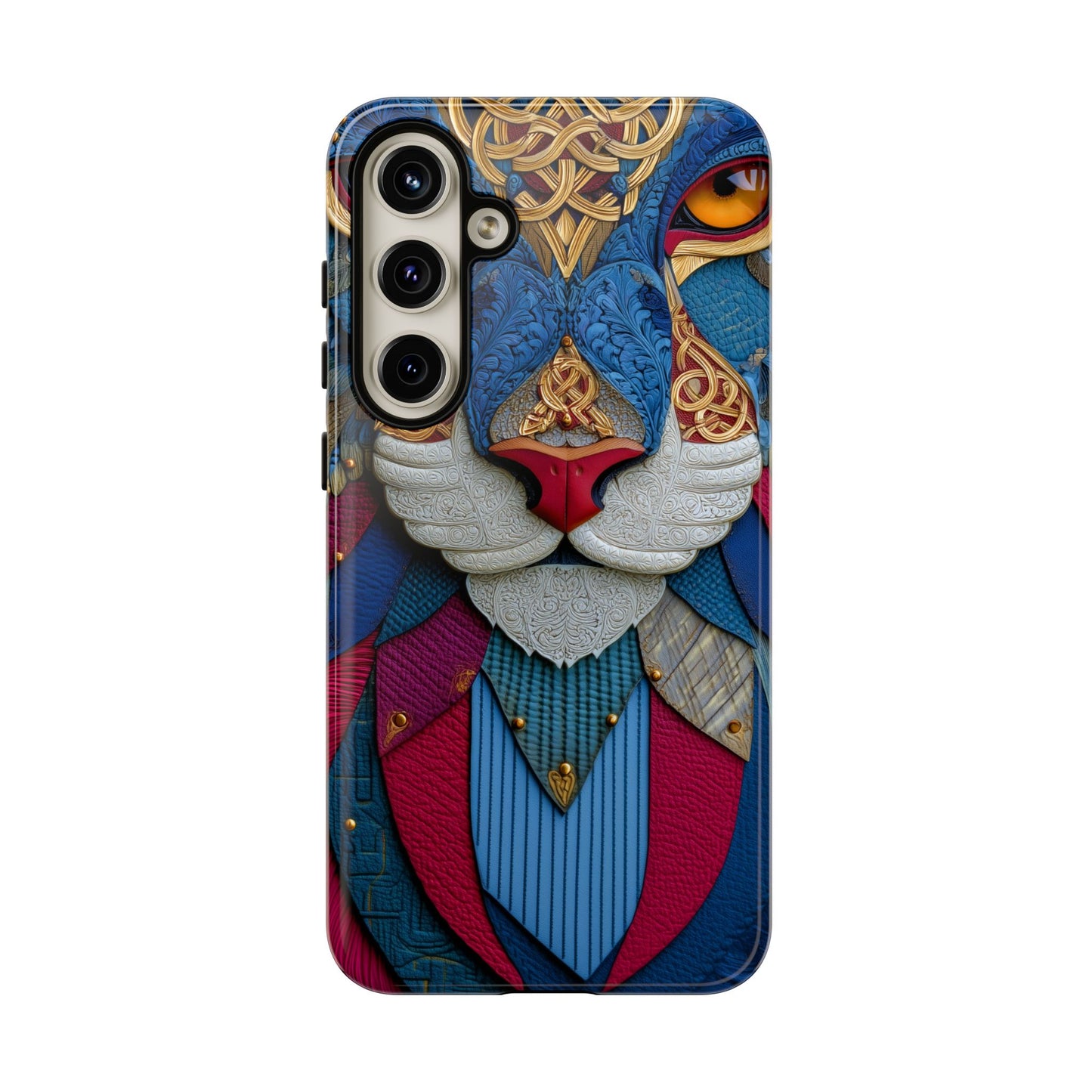 Chat Sacré : Masque Celtique en Cuir et Or