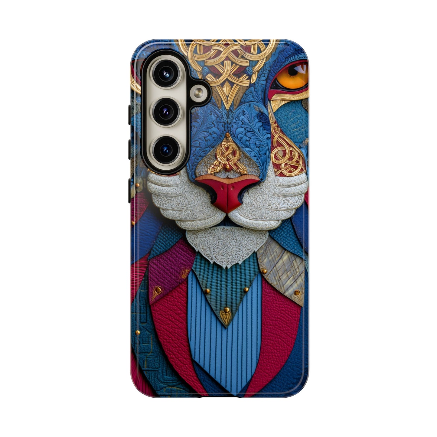 Chat Sacré : Masque Celtique en Cuir et Or