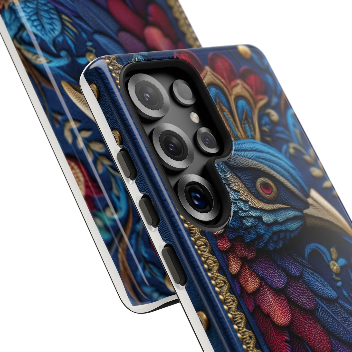 Paon Royal : Broderie de Luxe et Plumes Précieuses