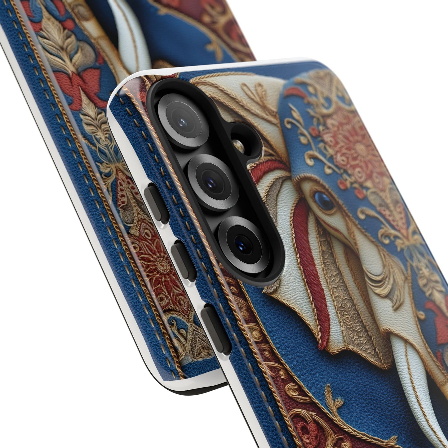 Éléphant Ornemental : Broderie Paisley et Cuir