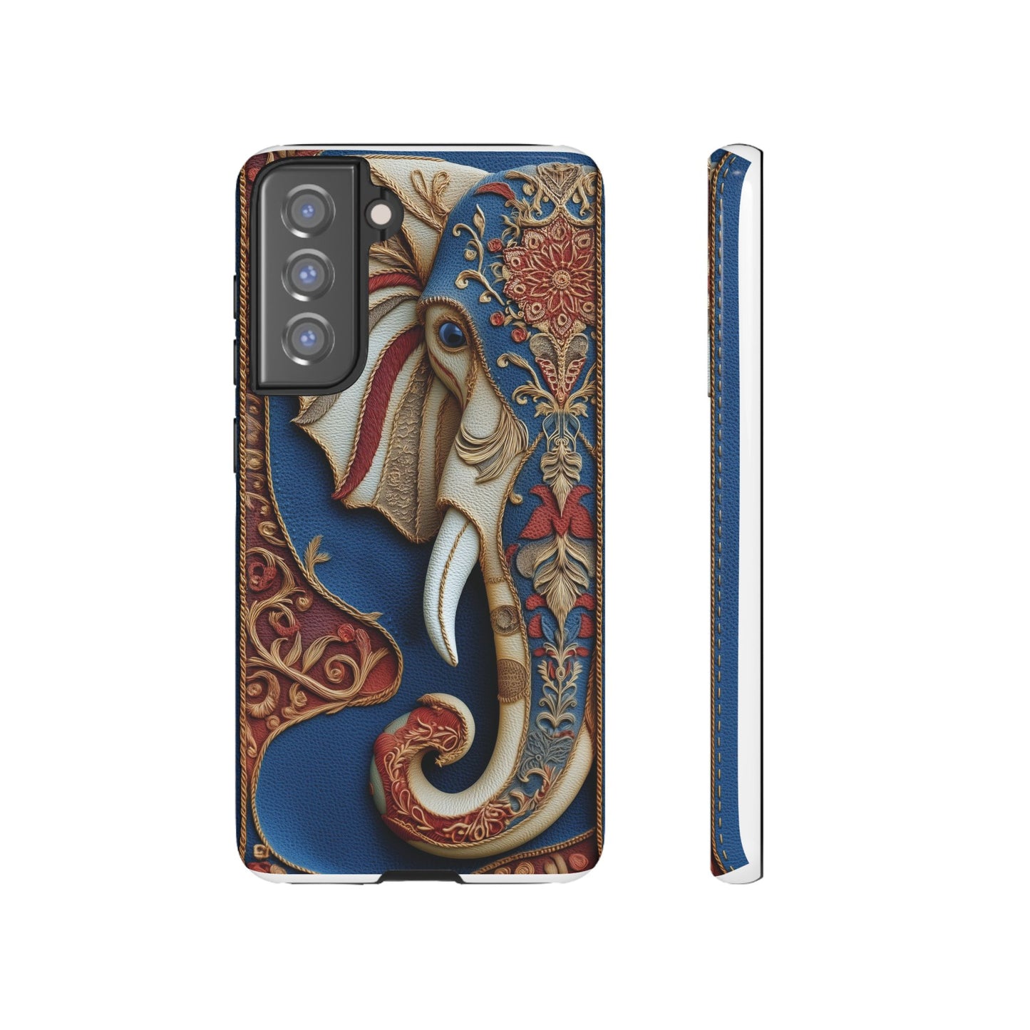 Éléphant Ornemental : Broderie Paisley et Cuir