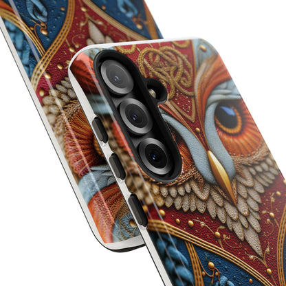 Hibou Royal : Art Textile Brodé et Cuir