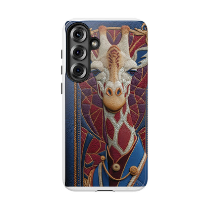 Girafe Aristocrate : Mosaïque de Cuir et Broderie