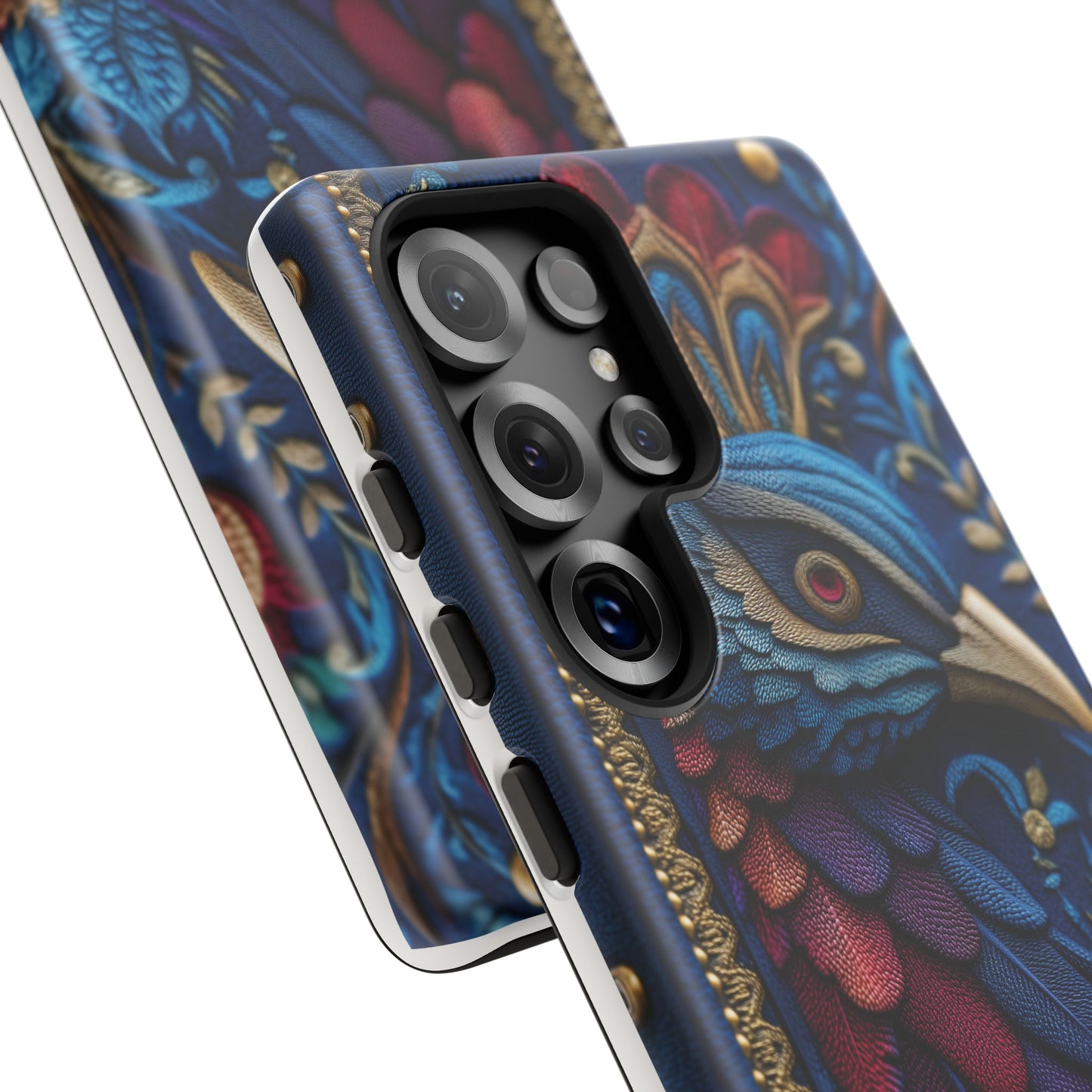 Paon Royal : Broderie de Luxe et Plumes Précieuses