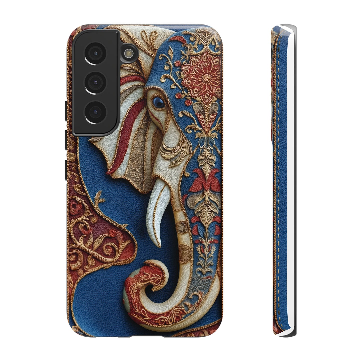 Éléphant Ornemental : Broderie Paisley et Cuir