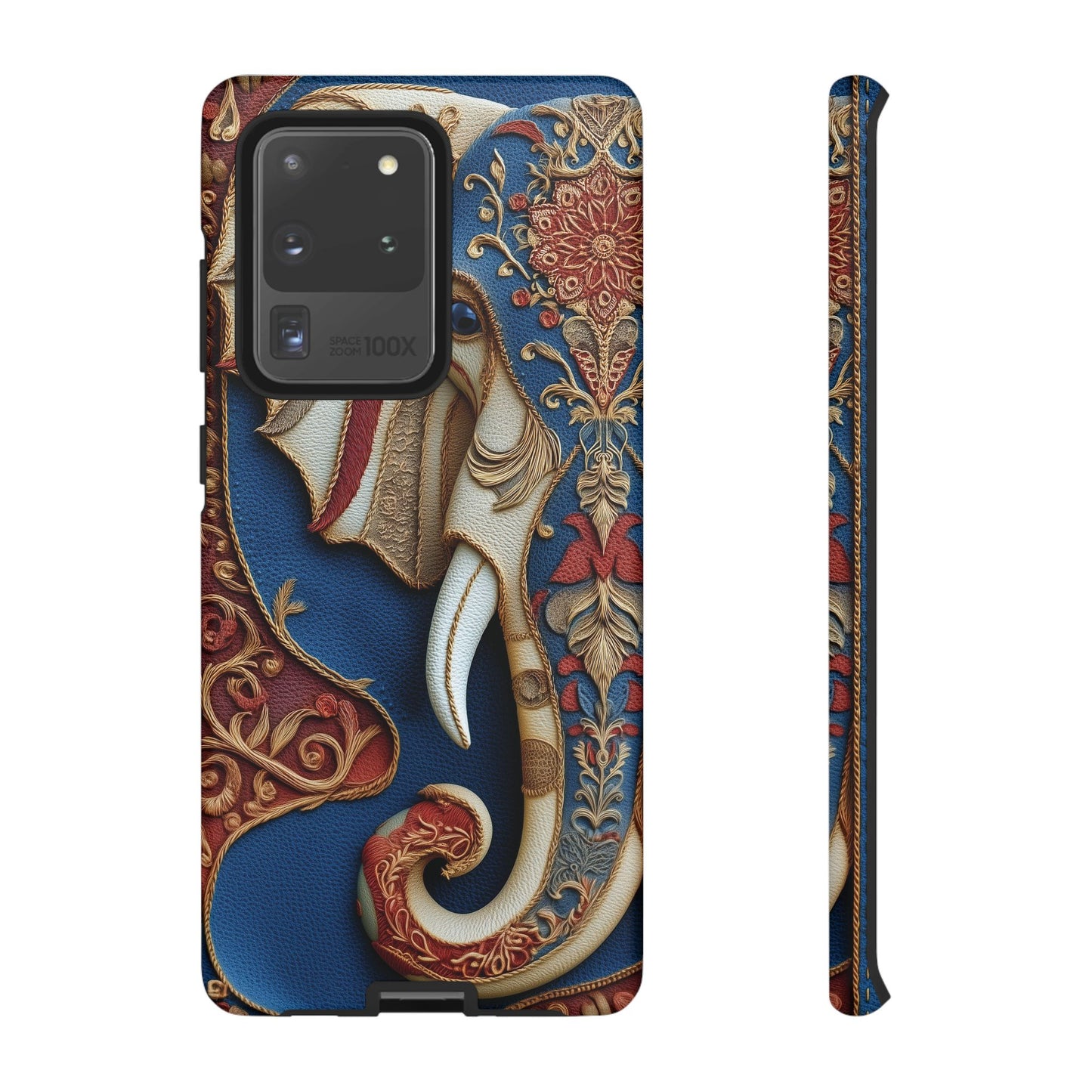 Éléphant Ornemental : Broderie Paisley et Cuir