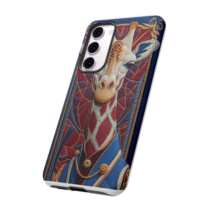 Girafe Aristocrate : Mosaïque de Cuir et Broderie