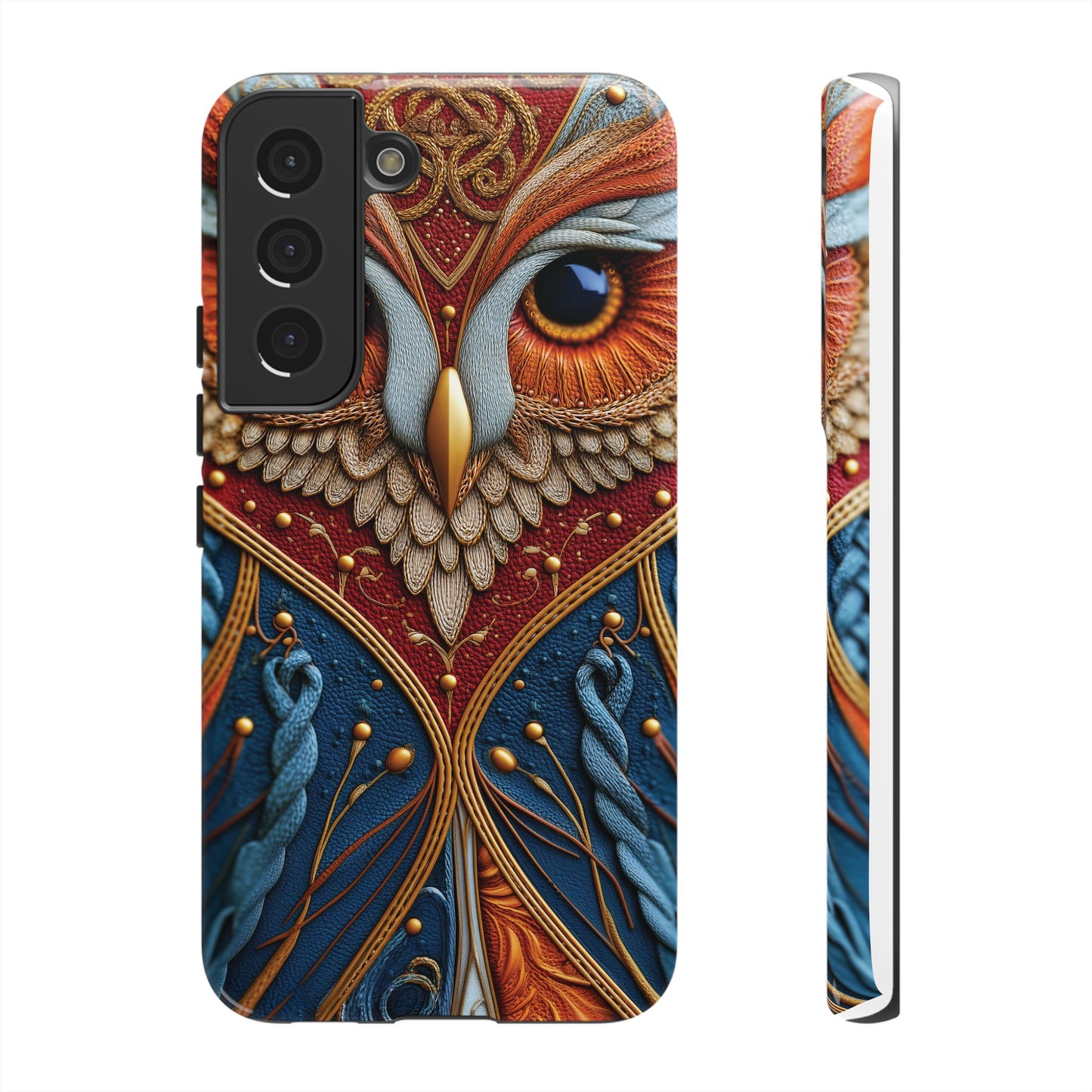 Hibou Royal : Art Textile Brodé et Cuir