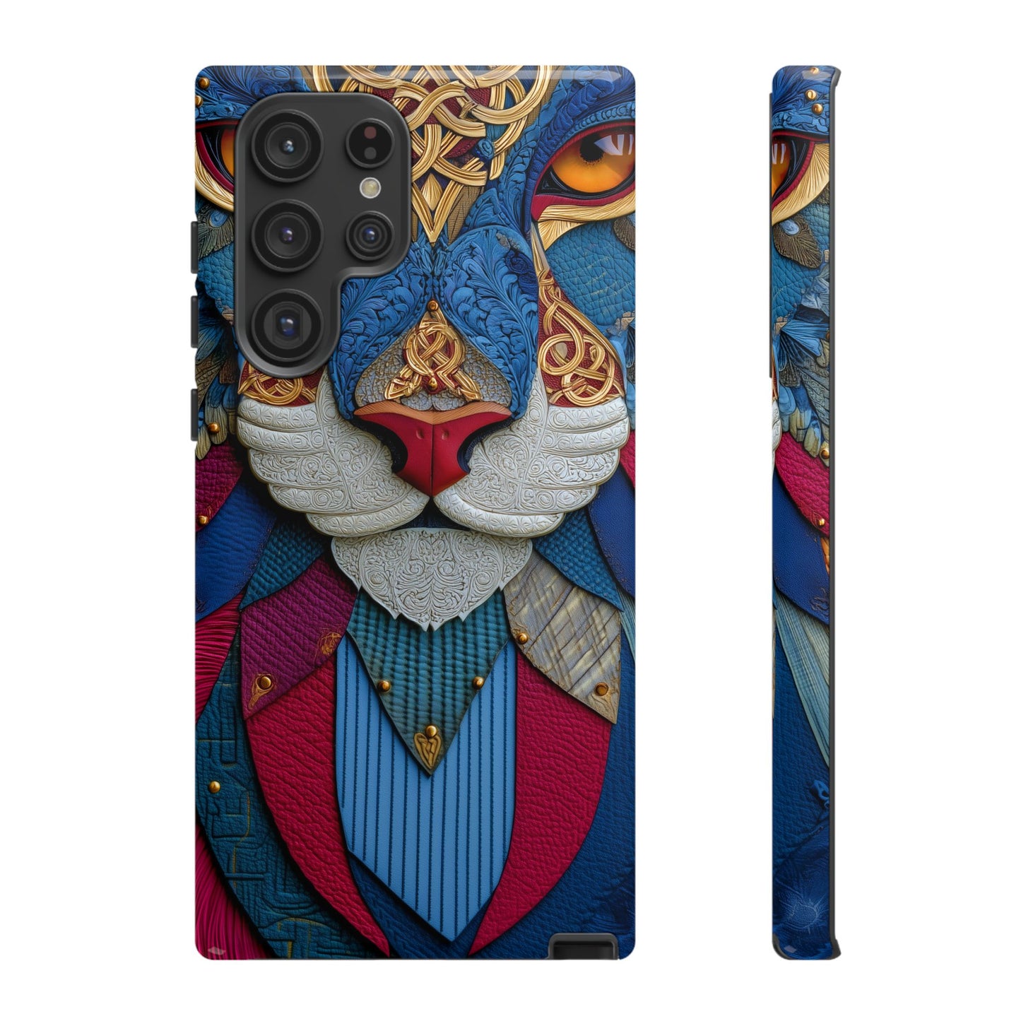 Chat Sacré : Masque Celtique en Cuir et Or