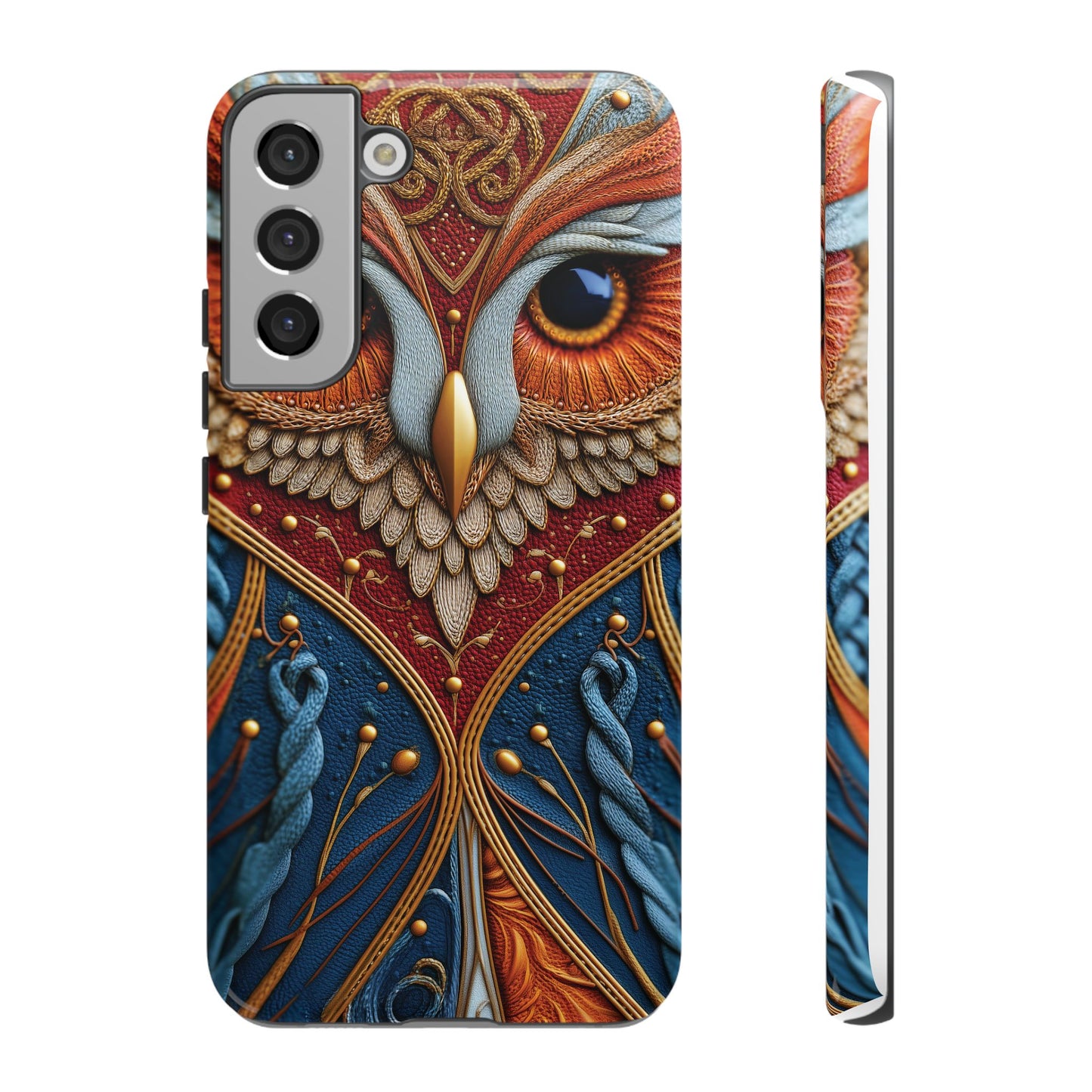 Hibou Royal : Art Textile Brodé et Cuir