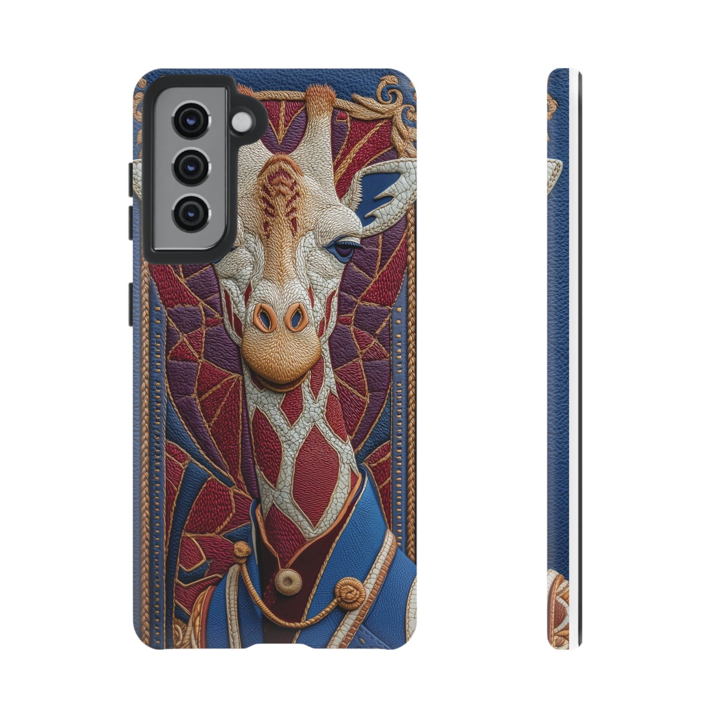 Girafe Aristocrate : Mosaïque de Cuir et Broderie