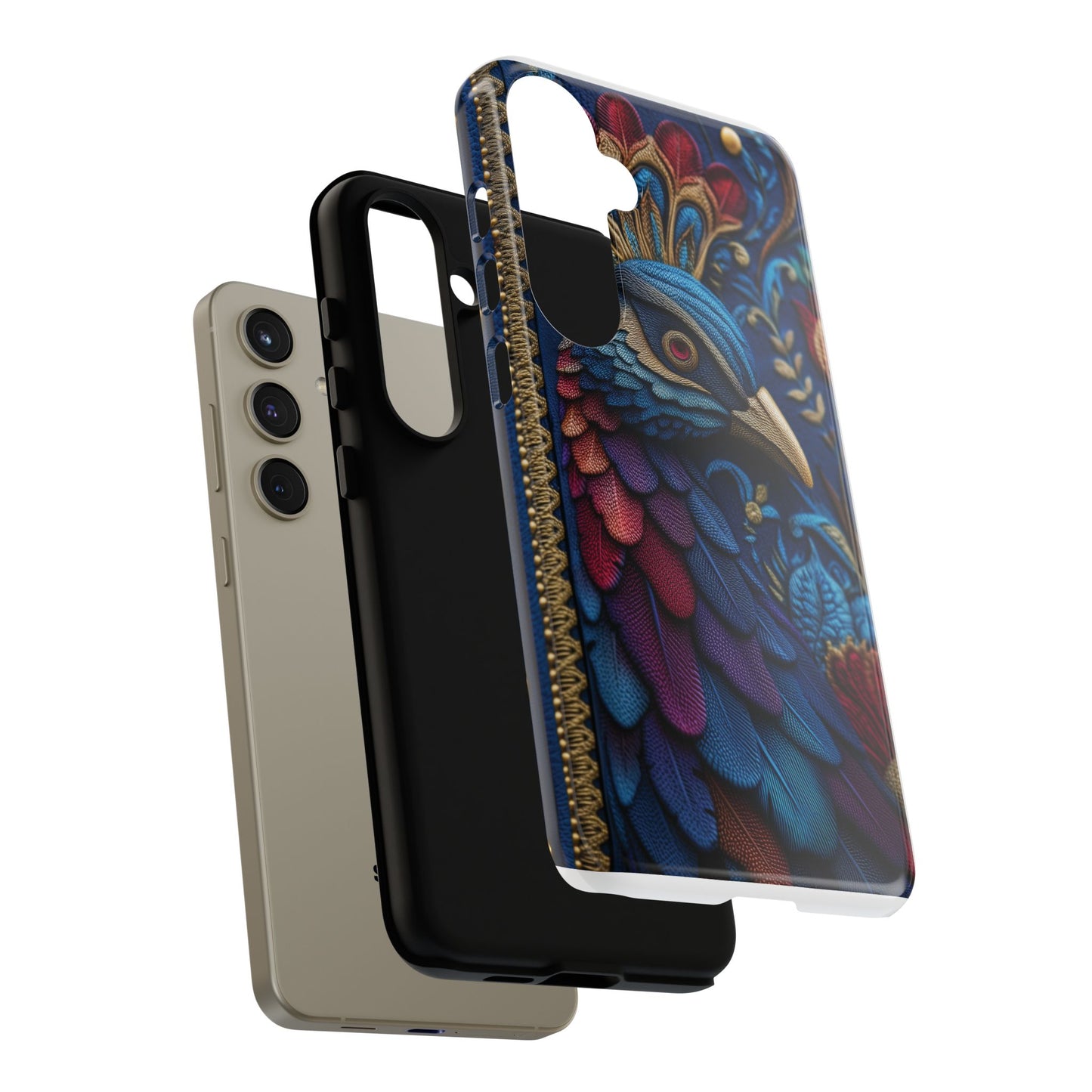 Paon Royal : Broderie de Luxe et Plumes Précieuses