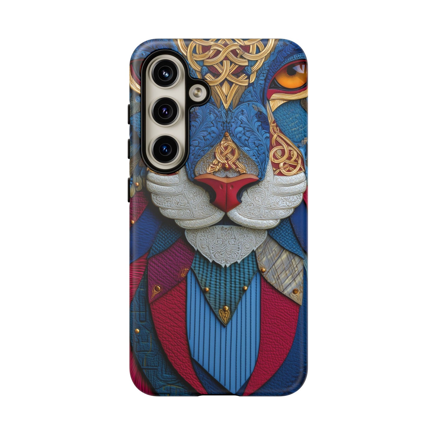 Chat Sacré : Masque Celtique en Cuir et Or