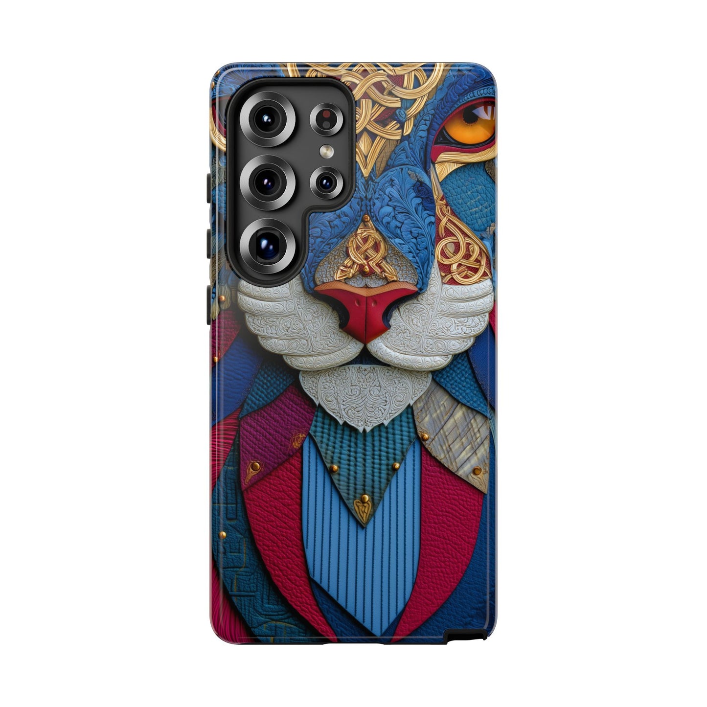 Chat Sacré : Masque Celtique en Cuir et Or