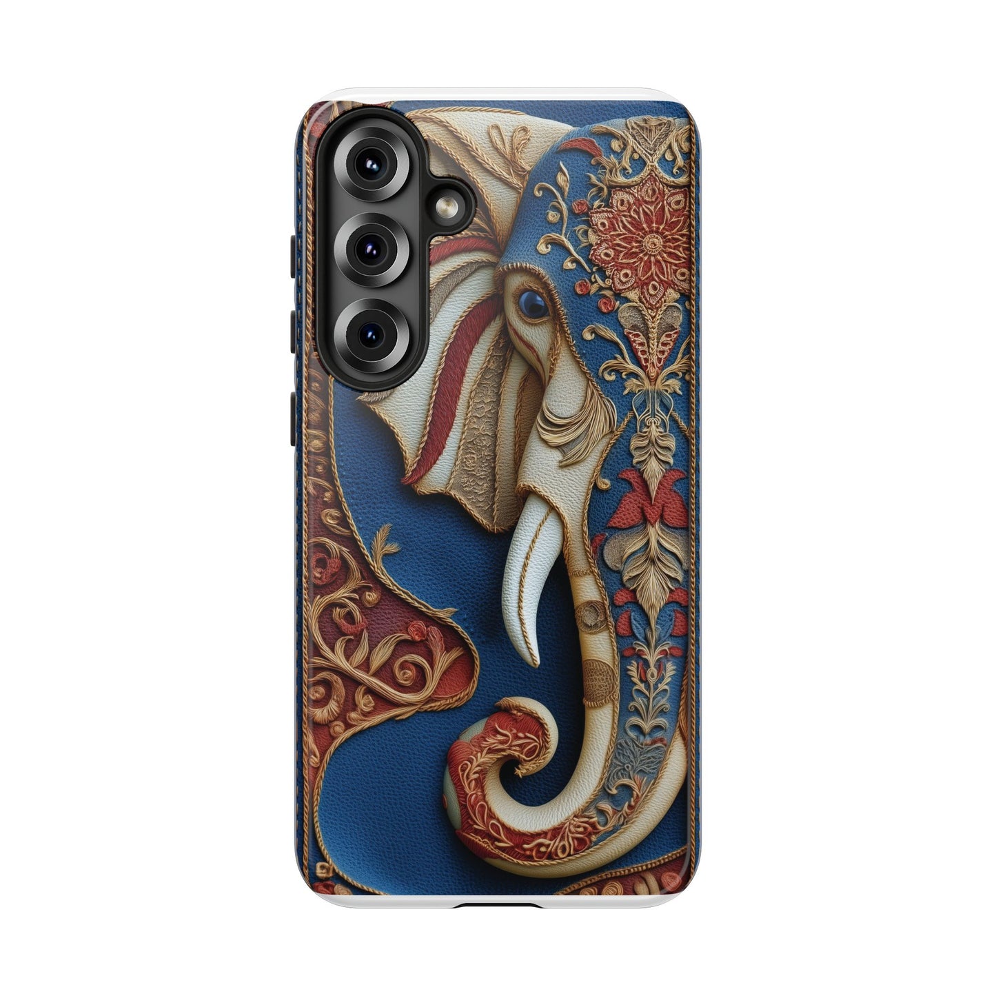 Éléphant Ornemental : Broderie Paisley et Cuir