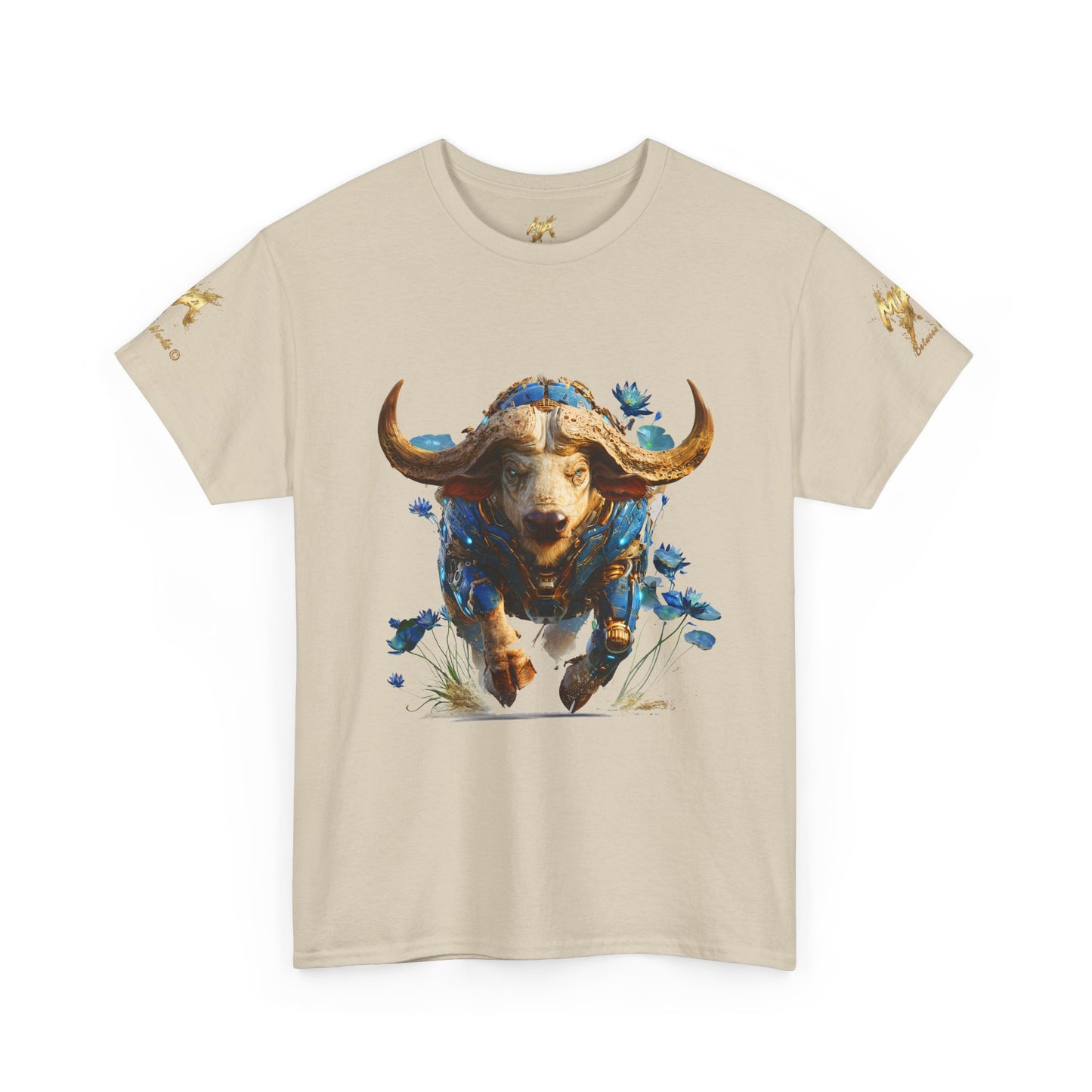 Buffle Cyber-Armure Bleu Royal : Force et Majesté Futuriste