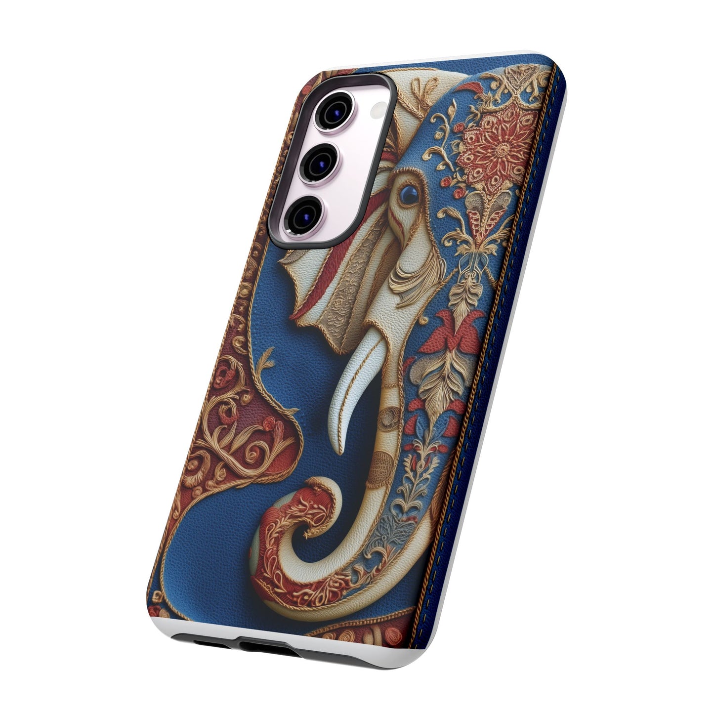 Éléphant Ornemental : Broderie Paisley et Cuir