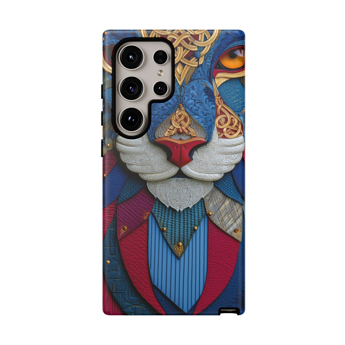 Chat Sacré : Masque Celtique en Cuir et Or