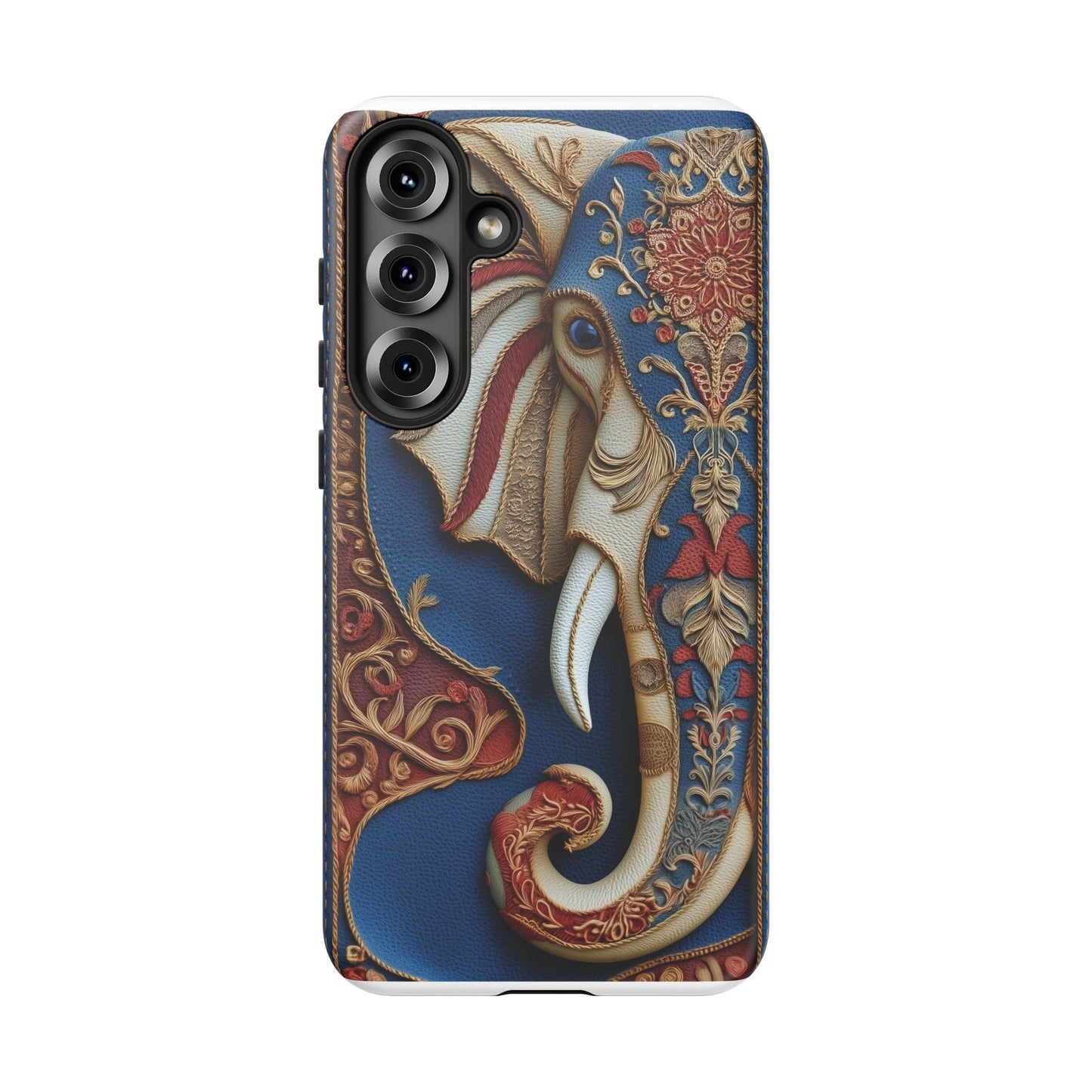 Éléphant Ornemental : Broderie Paisley et Cuir