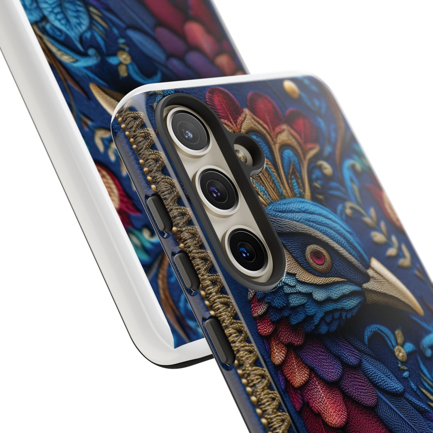 Paon Royal : Broderie de Luxe et Plumes Précieuses