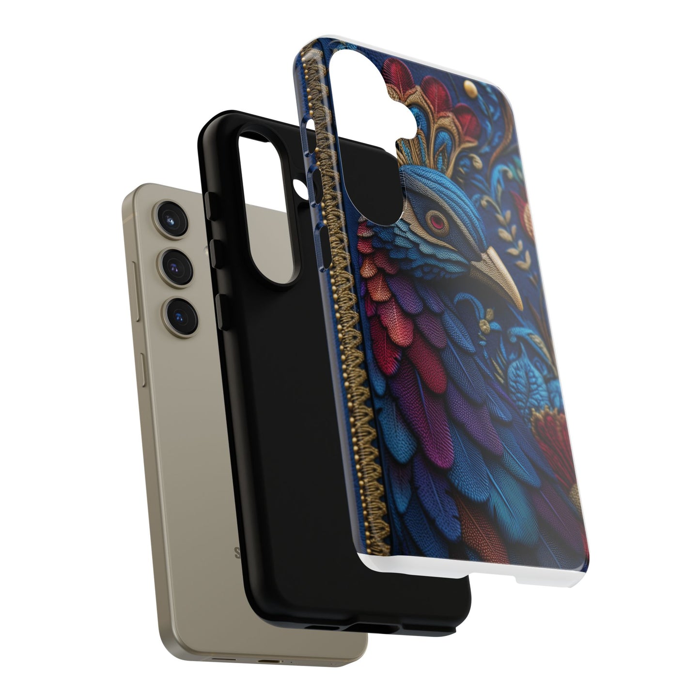 Paon Royal : Broderie de Luxe et Plumes Précieuses