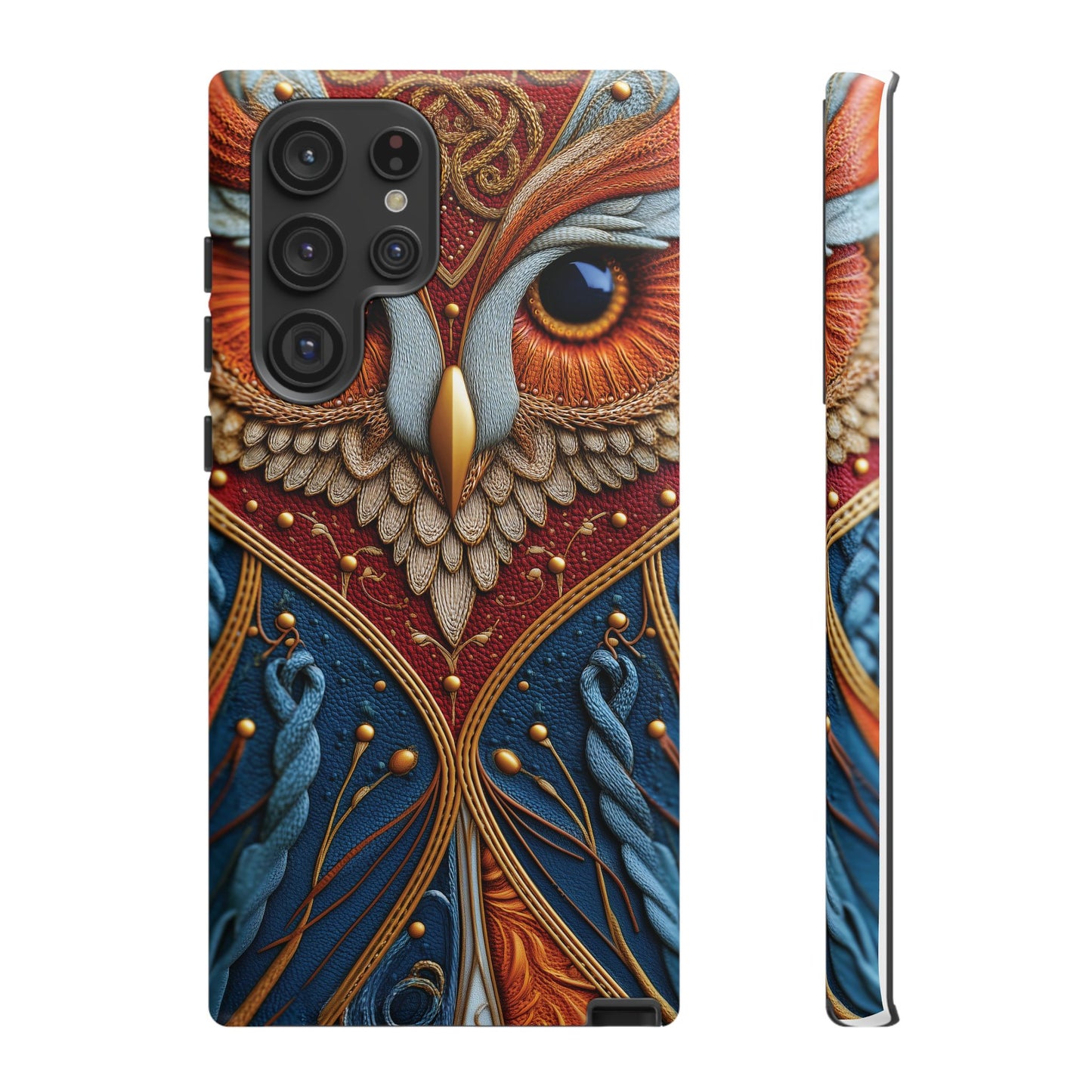 Hibou Royal : Art Textile Brodé et Cuir