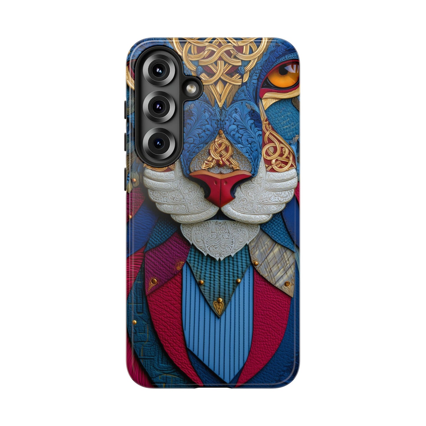 Chat Sacré : Masque Celtique en Cuir et Or