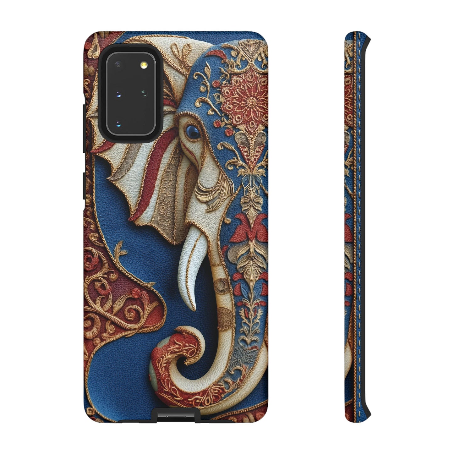 Éléphant Ornemental : Broderie Paisley et Cuir