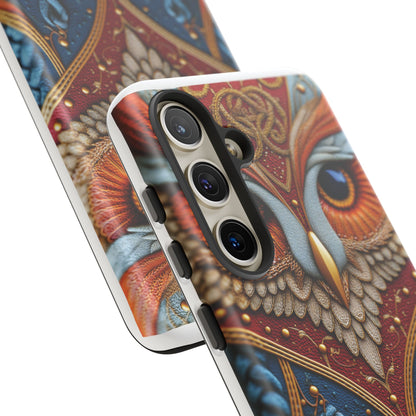 Hibou Royal : Art Textile Brodé et Cuir