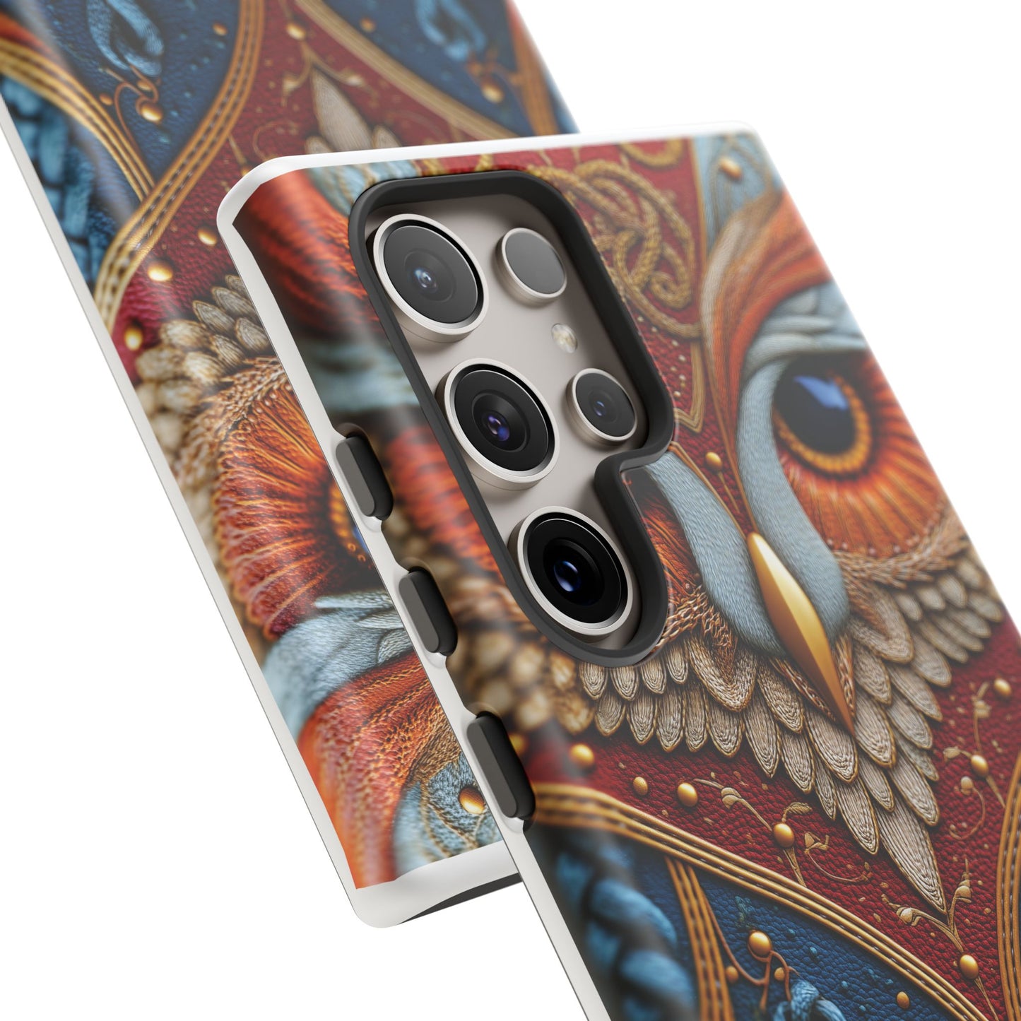 Hibou Royal : Art Textile Brodé et Cuir