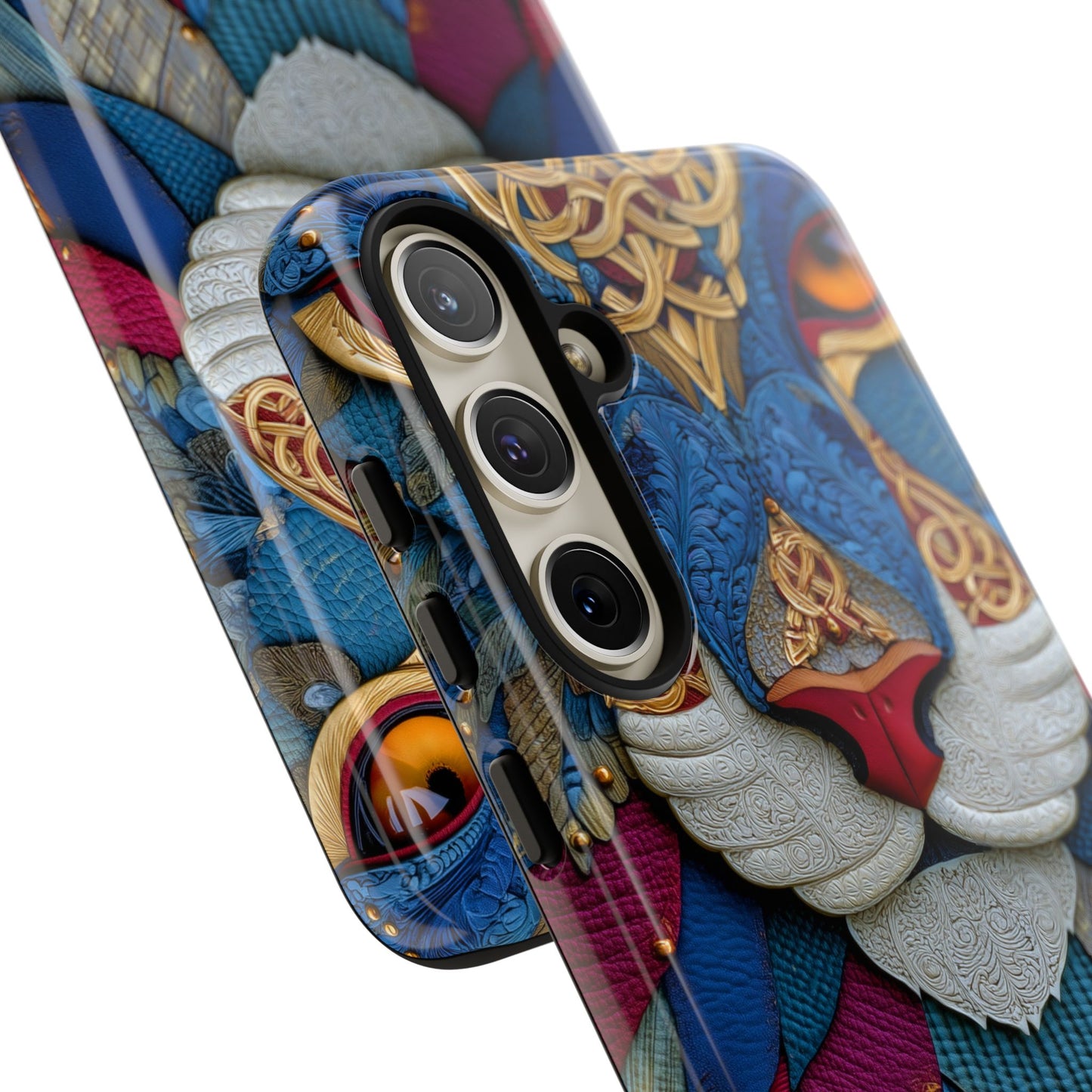 Chat Sacré : Masque Celtique en Cuir et Or