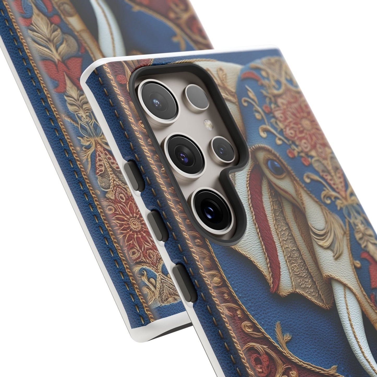 Éléphant Ornemental : Broderie Paisley et Cuir